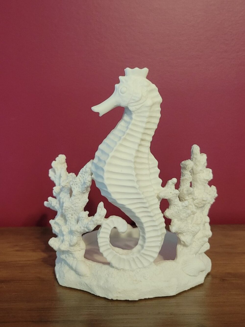 White Coastal Seahorse Coral Candle Holder